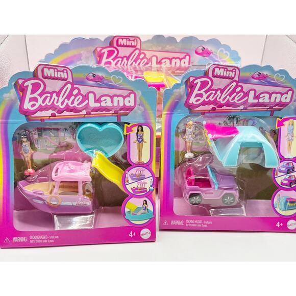 Mini BarbieLand Doll House, Jeep & Tent, AND Boat & Pool - Picture 1 of 5